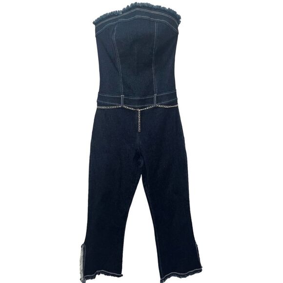 Cello Vintage Jeans Denim Blue Strapless Jumpsuit - Picture 1 of 7